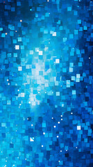 Digital blue glitter square mosaic abstract graphic poster background