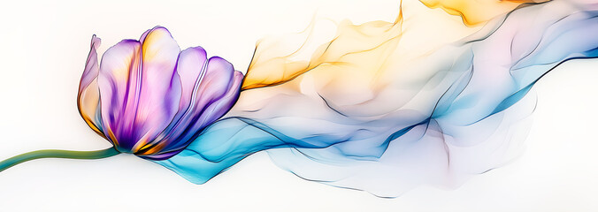 Fototapeta premium A Single Pink Tulip Gracefully Resting on a Soft Surface in Natural Light