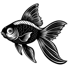 black and white fish, golden fish vector illustration, fish vector art, fish silhouette, fish vector icon, eps