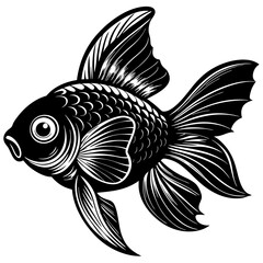 Fototapeta premium black and white fish, golden fish vector illustration, fish vector art, fish silhouette, fish vector icon, eps