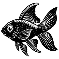 black and white fish, golden fish vector illustration, fish vector art, fish silhouette, fish vector icon, eps