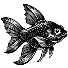 black and white fish, golden fish vector illustration, fish vector art, fish silhouette, fish vector icon, eps