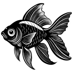 black and white fish, golden fish vector illustration, fish vector art, fish silhouette, fish vector icon, eps