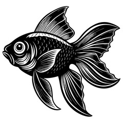 black and white fish, golden fish vector illustration, fish vector art, fish silhouette, fish vector icon, eps
