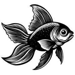 black and white fish, golden fish vector illustration, fish vector art, fish silhouette, fish vector icon, eps