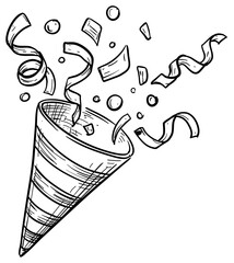 confetti popper handdrawn illustration