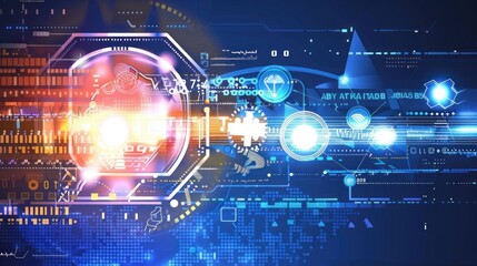 Abstract Technology Background with Glowing Elements