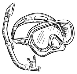 mask snorkeling handdrawn illustration