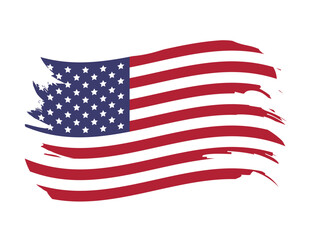 USA flag. American flag brush stroke. Vector illustration isolated on white background