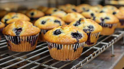 Freshly baked blueberry muffins