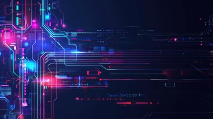 Abstract Digital Circuitry with Neon Lights