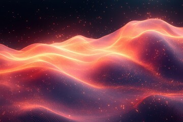 Vibrant Neon Waves with Fluid Gradient and Glow