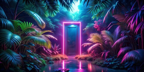 A Synthwave Interpretation of a Neon Portal © MdNazim