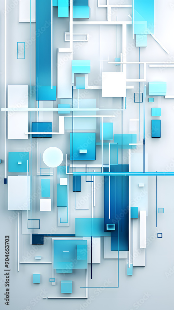 Sticker technology green and white circuit geometry abstract graphics poster background