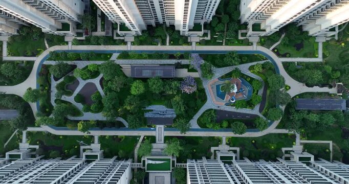 Aerial footage of landscape in Chengdu city, China