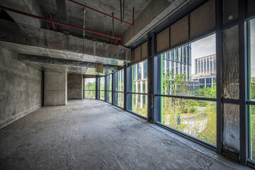Fototapeta premium Unfinished Office Space with City Views