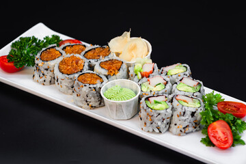 6 pieces of each California and Spicy salmon roll
