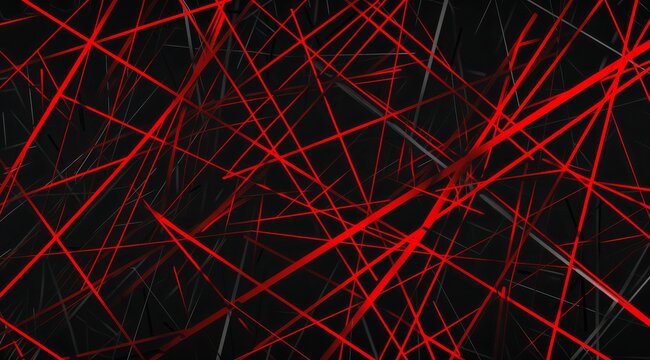 Vibrant and Dynamic Abstract Red Lines Creatively Arranged on a Dark Background Design