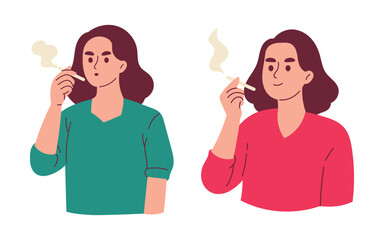 Woman Smoking with Cigarette Vape