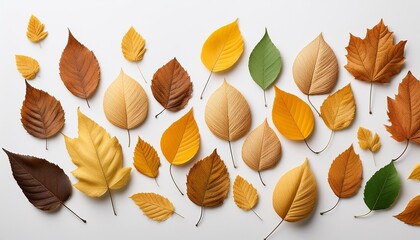 色々な色や形の落ち葉
