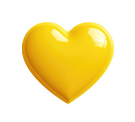 Yellow heart isolated on transparent background