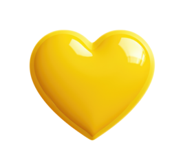 Yellow heart isolated on transparent background