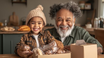 Generational Bonding: Grandparents and Grandchildren Unpacking Online Shopping Delights in a Cozy Home Setting, Generate Ai