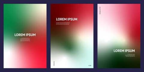 Obraz premium Minimalist background set with gradient mesh in green, red and white hues for posters, backdrop and social media design