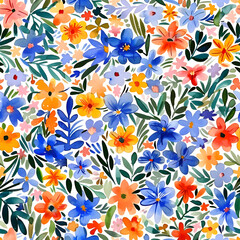 Watercolor floral seamless pattern, greeting cards and wallpaper design,generative ai