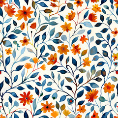 Watercolor floral seamless pattern, greeting cards and wallpaper design,generative ai