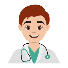Fototapeta premium Male Medical Staff Avatar Illustration Isolated on White Background. Vector Character in Cartoon Design