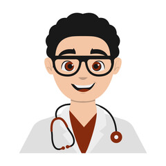 Fototapeta premium Male Medical Staff Avatar Illustration Isolated on White Background. Vector Character in Cartoon Design