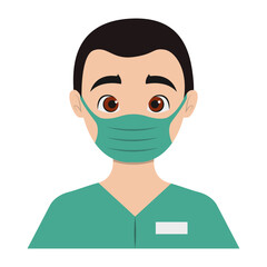 Male Medical Staff Avatar Illustration Isolated on White Background. Vector Character in Cartoon Design