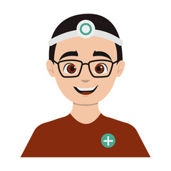 Male Medical Staff Avatar Illustration Isolated on White Background. Vector Character in Cartoon Design
