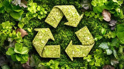 Green recycle symbol icon sign with professional, sleek design, representing environmental sustainability and eco-friendly practices
