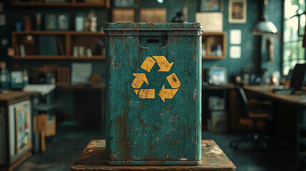 Green recycle symbol icon sign with professional, sleek design, representing environmental sustainability and eco-friendly practices