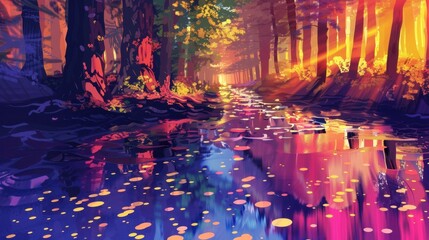 119. Trail Map, realistic style, bold colors, polka dots, wide shot, soft light, reflections,