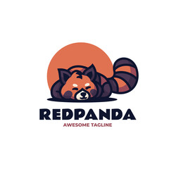 Vector Logo Illustration Red Panda Mascot Cartoon Style.