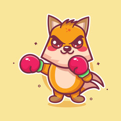 Obraz premium funny fox animal character mascot playing boxing sport isolated cartoon