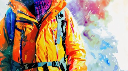 124. Winter Gear, realistic style, colors full, watercolor pattern, close-up, high contrast, glowing light,