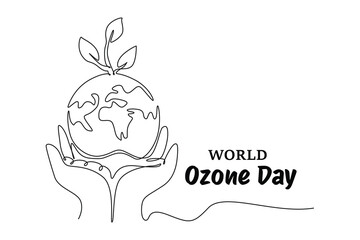 World Ozone Day concept. Single line draw design vector graphic illustration.