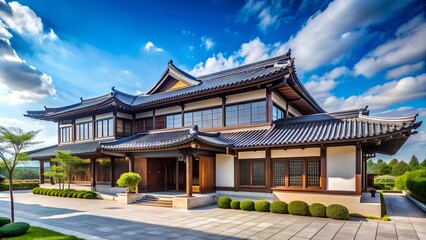 Obraz premium Traditional Japanese House: A Blend of Elegance and Tranquility