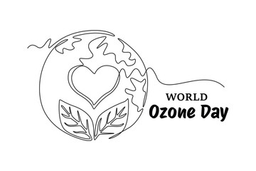 World Ozone Day concept. Single line draw design vector graphic illustration.