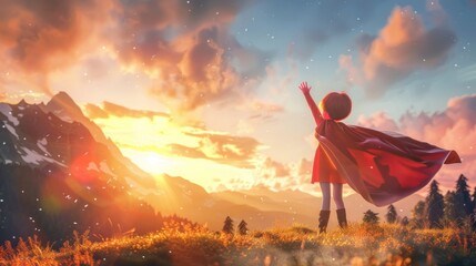 Little Superhero at Sunset