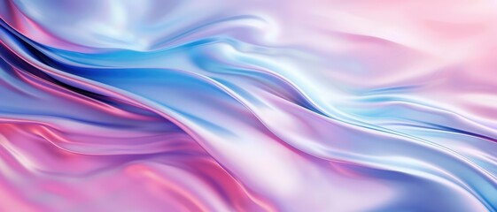Obraz premium Abstract Fluid Silk Texture in Pastel Pink and Blue Tones - Smooth and Elegant Background