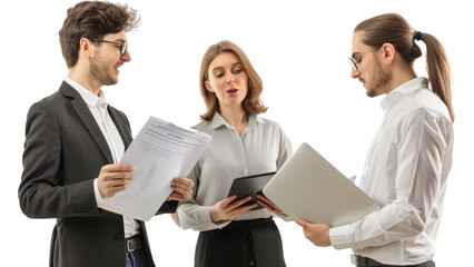 Fototapeta premium Business_colleagues_discussing_a_project_holding_documents_on_their_hands