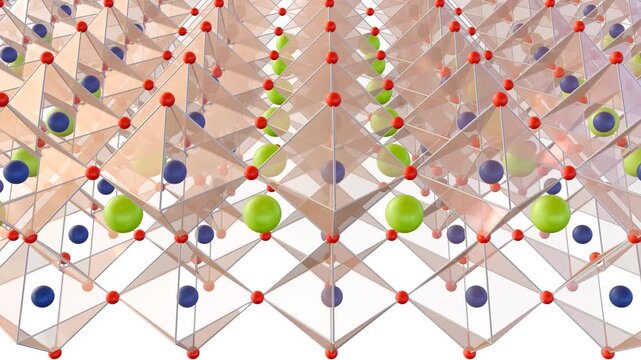 3d animation of Perovskite nanostructures, these are promising nanomaterials for their possible application in electrochemiluminescent (ECL) analytical systems 