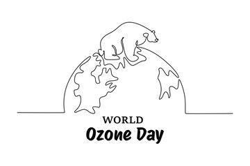 World Ozone Day concept. Single line draw design vector graphic illustration.