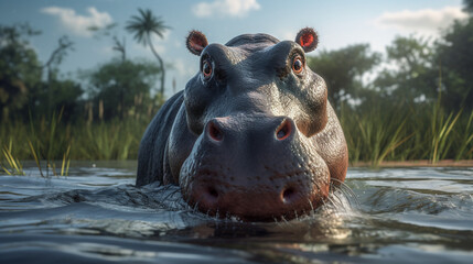 hippopotamus in water