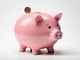 Cute piggy bank isolated on white background.